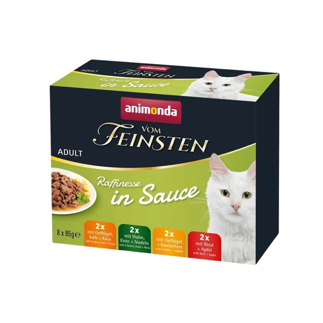 ANIMONDA Vom Feinsten Raffinesse in Sauce 8x86 g g sada 4 příchutí v omáčce pro kočky
