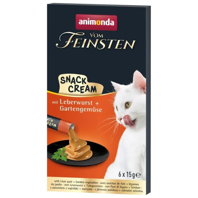 ANIMONDA Vom Feinsten Snack Cream s játrovou paštikou a zeleninou 6x15g krémový snack pro kočky