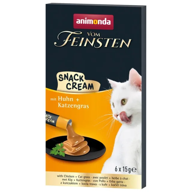 ANIMONDA Vom Feinsten Snack Cream s kuřetem a kočičí trávou 6x15g krémová pochoutka pro kočky