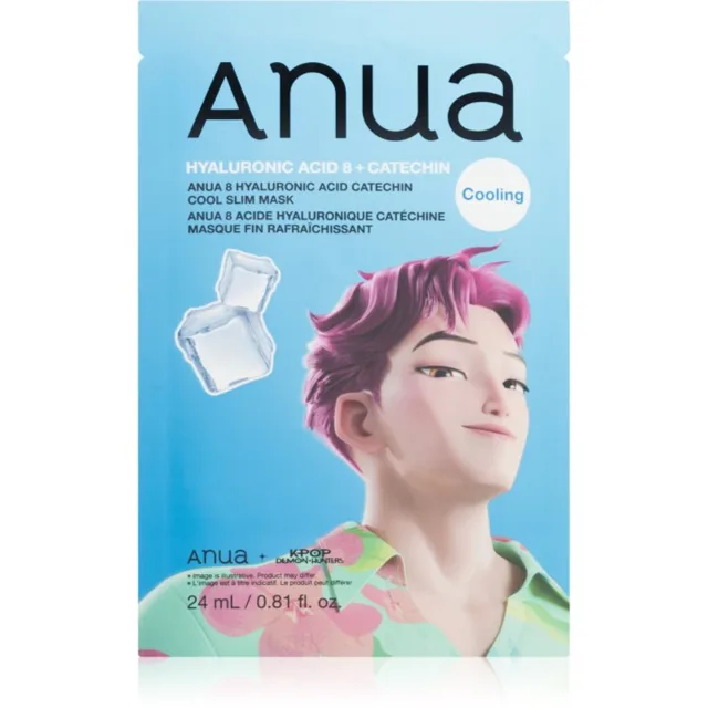 Anua K-Pop Demon Hunters Hyaluronic Acid 8 + Catechin hydratační plátýnková maska s chladivým účinkem 23 ml