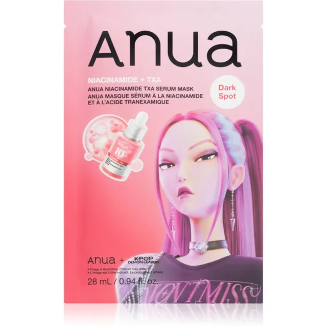 Anua K-Pop Demon Hunters Niacinamide TXA Serum Mask rozjasňující plátýnková maska s hydratačním účinkem 28 ml