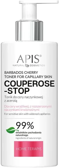 Apis Home Terapis Couperose Stop Barbados Cherry Toner pro kapilární pleť 300 ml-(poškozený aplikátor)