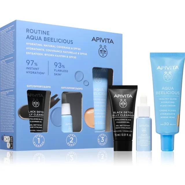 Apivita Aqua Beelicious Hydrating & Natural Coverage Routine Set sada pro rozjasnění a hydrataci