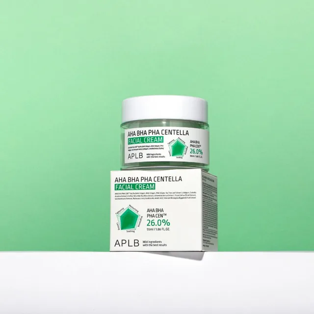 APLB - AHA BHA PHA Centella Facial Cream - Exfoliační, zklidňující krém s centelou a kyselinami - 55 ml