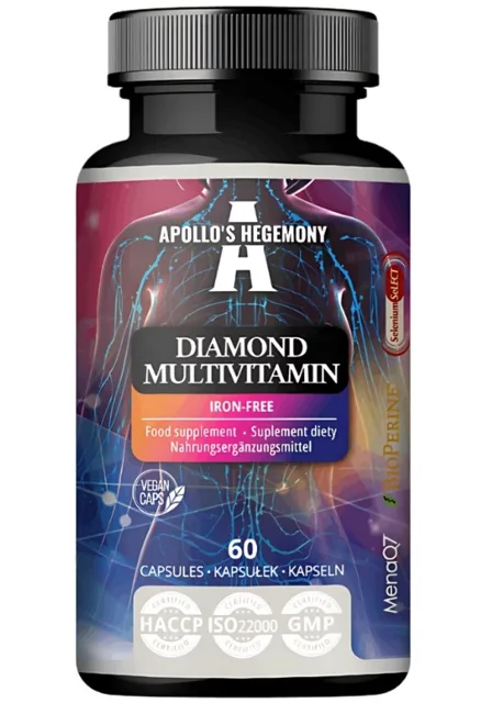 Apollo's Hegemony Diamond Multivitamin, bez železa, 60 kapslí