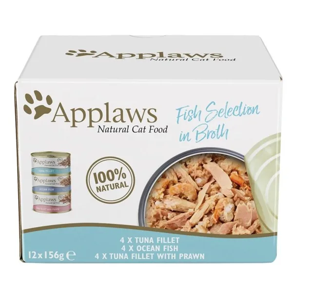 APPLAWS Applaws Cat Tin 12x156g Fish Selection in Broth Multipack