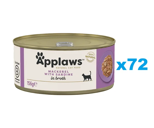 APPLAWS Cat Adult Cat Makrela a Sardinky ve vývaru 72x156 g