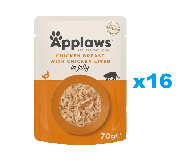 APPLAWS Cat Adult Jelly Pouch Kuřecí prsa s játry v želé 16x70 g