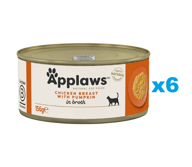APPLAWS Cat Adult Kuřecí prsa a dýně ve vývaru 6x156 g