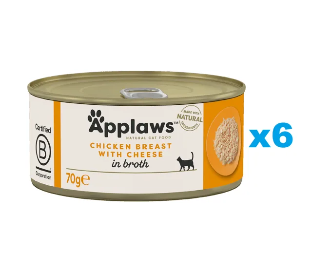 APPLAWS Cat Adult Kuřecí prsa a sýr ve vývaru 6x70 g