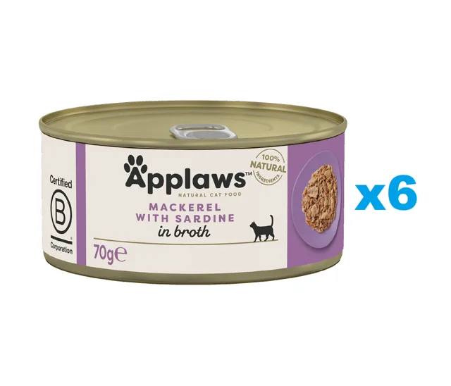 APPLAWS Cat Adult Makrela a Sardinky ve vývaru 6x70 g