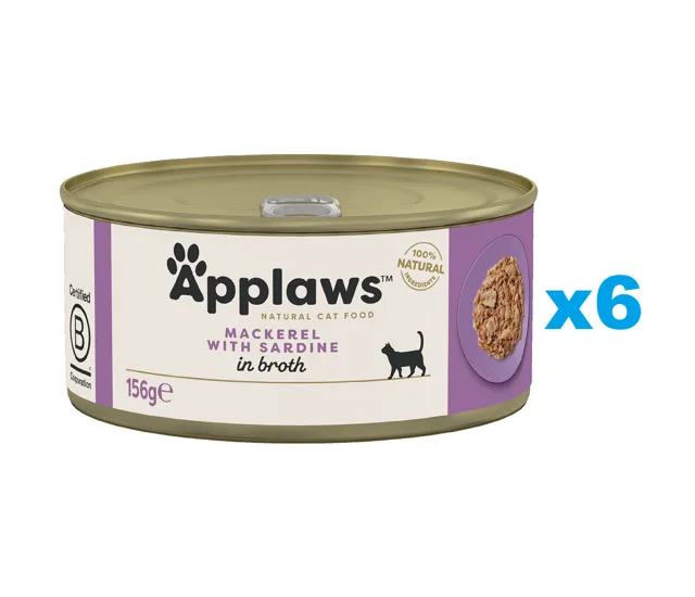 APPLAWS Cat Adult Makrely a sardinky ve vývaru 6x156 g