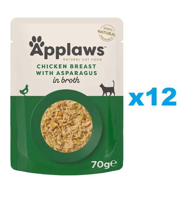 APPLAWS Cat Adult Pouch Chicken Breast with Asparagus in Broth 12x70 g
