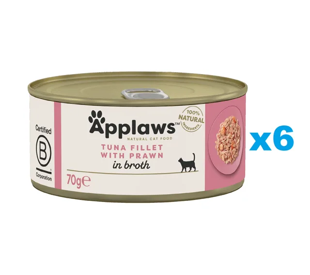 APPLAWS Cat Adult Tuňák a krevety ve vývaru 6x70g