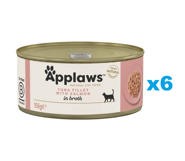 APPLAWS Cat Adult Tuňák a Losos ve vývaru 6x156 g