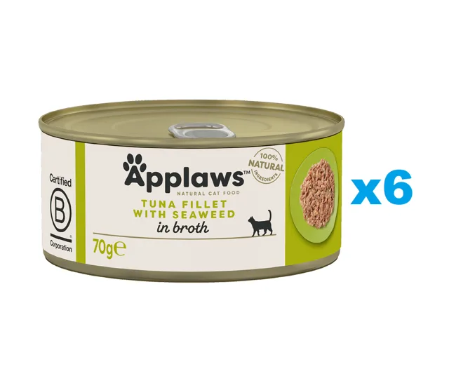 APPLAWS Cat Adult Tuňák s řasami ve vývaru 6x70 g