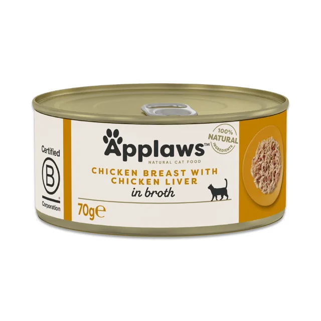 APPLAWS Cat Broth 70g kuřecí játra v vývaru konzerva pro kočky