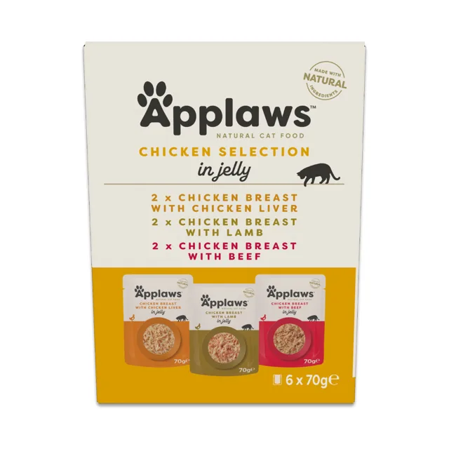 APPLAWS Cat Mix 6x70g Degustační multipack s kuřetem v kapsičkách v želé pro kočky