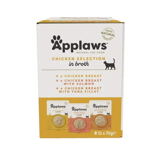 APPLAWS Cat Multipak 12x70g mix příchutí s kuřecím masem v kapsičkách ve vývaru pro kočky