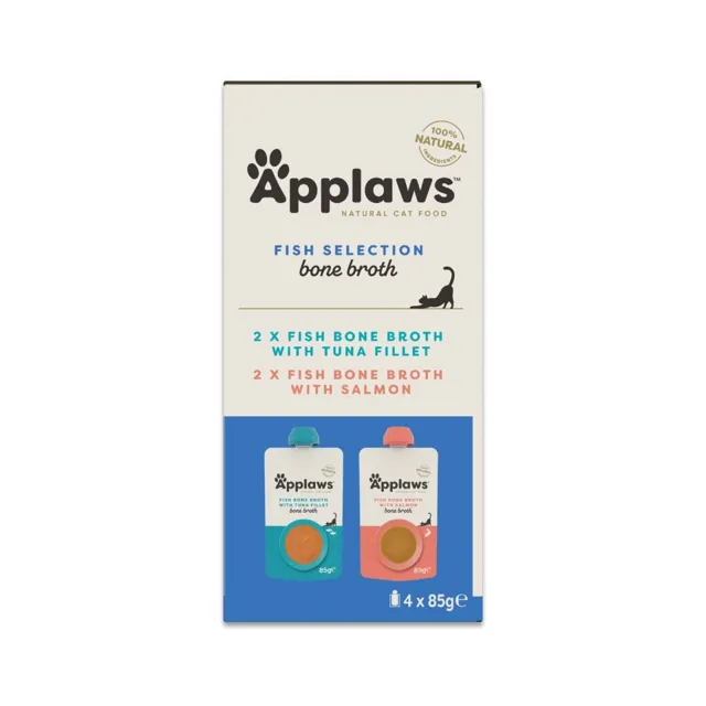 APPLAWS Cat Multipak 4x85g mix rybích příchutí v rybím vývaru s rybími kostmi