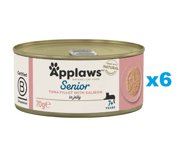 APPLAWS Cat Senior Jelly Tuňák a Losos v želé 6x70g