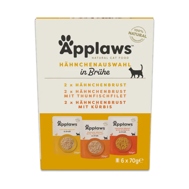 Applaws Pouch in Broth 24 x 70 g - výhodné balení - míchané balení s tuňákem a kuřecím (3 druhy)