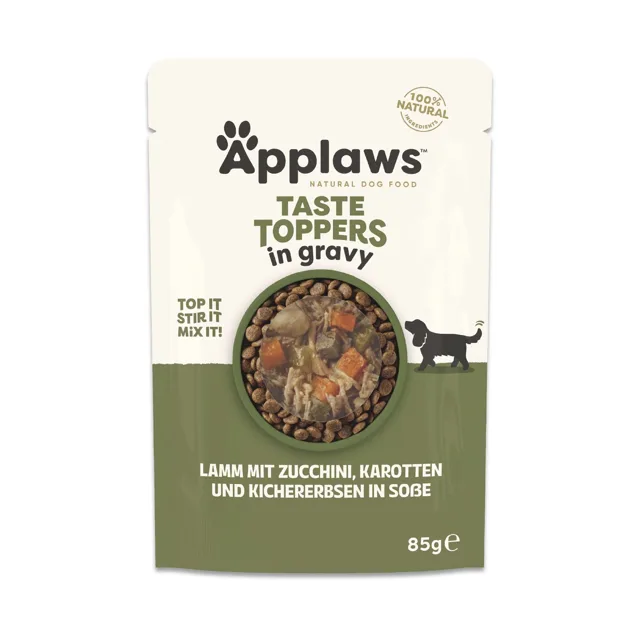 Applaws Taste Toppers in Sauce 12 x 85 g - jehněčí s mrkví, cuketou a cizrnou