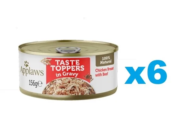 APPLAWS Taste Toppers Kuřecí prsa a hovězí v želé 6x156 g
