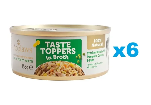 APPLAWS Taste Toppers Kuřecí prsa, dýně a hrášek ve vývaru 6x156 g