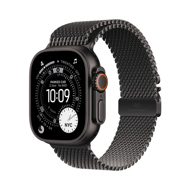 Apple Watch Ultra3 49 mm milánský řemínek černý M chytré hodinky