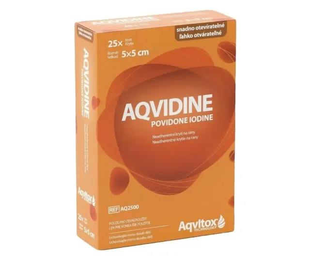 Aqvidine Povidone Iodine 5 x 5 cm 25 ks