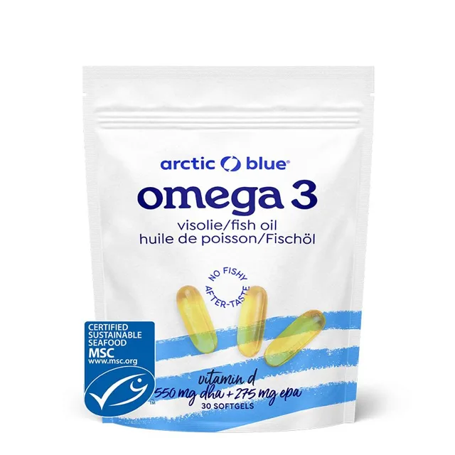 Arctic Blue Omega 3, 550 mg DHA, 275 mg EPA & Vitamin D 400 IU, 30 kapslí