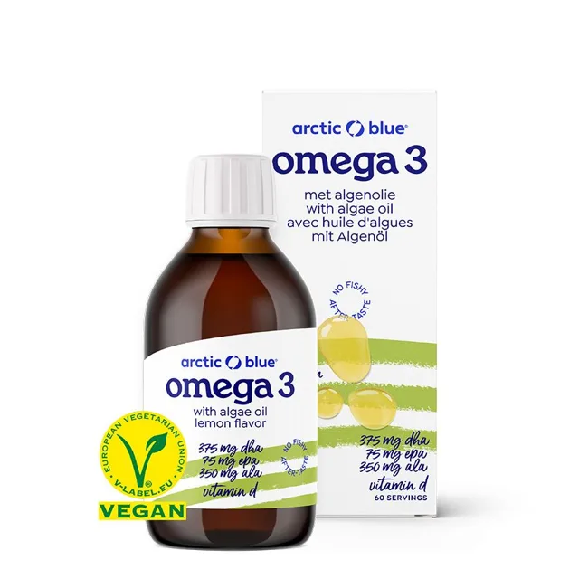 Arctic Blue Vegan Omega 3-6-9 Algae, konopný olej + olej z mořské řasy + vitamín D 400 IU, 150 ml
