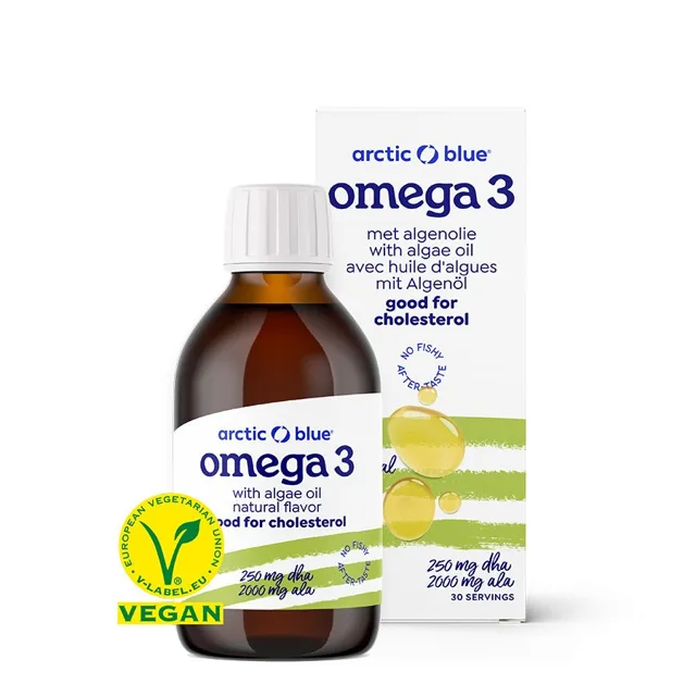 Arctic Blue Vegan Omega 3, lněný olej a olej z mořské řasy, 150 ml