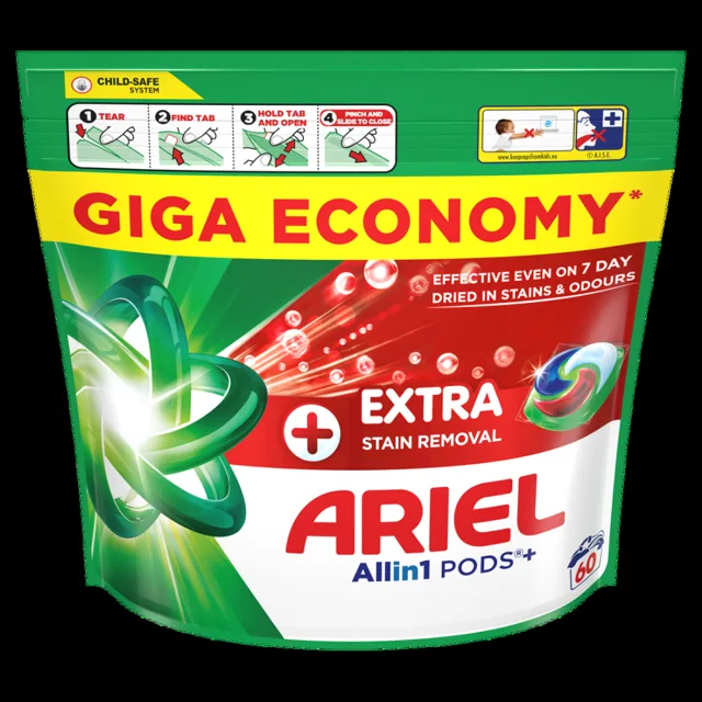 ARIEL Kapsle na praní Plus Extra Stain 60 praní