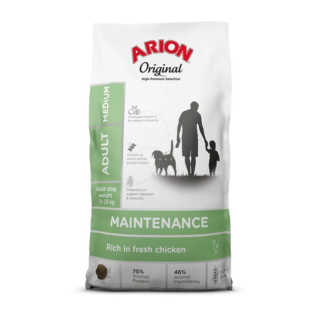 Arion Original Maintenance Medium Breed kuřecí - 12 + 3 kg zdarma