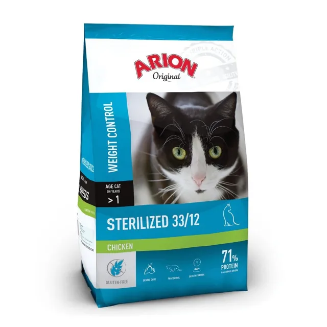 ARION Original Sterilized 33/12 Chicken 300 g kuřecí granule pro kočky po sterilizaci