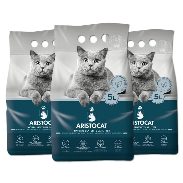ARISTOCAT Bentonite Plus bentonitové stelivo přírodní 15 l (3 x 5 l)