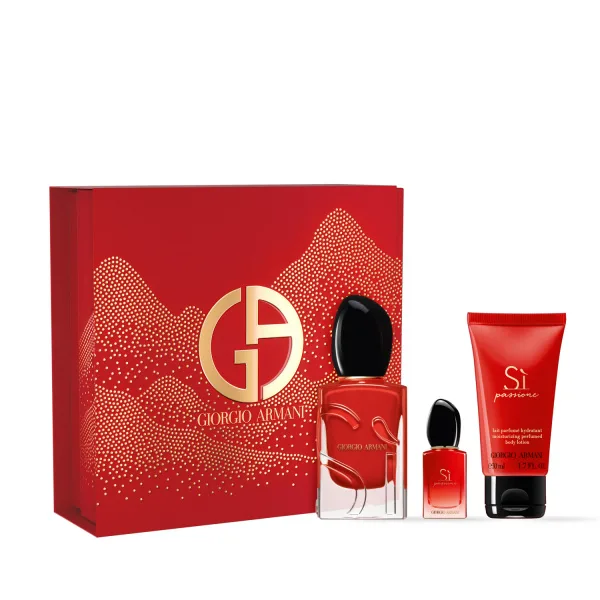 Armani Sí Passione dárková sada (parfémová voda 50 ml + tělové mléko 50 ml + cestovní sprej 7 ml)