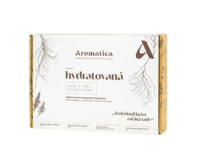 Aromatica Set hydratovaná hydratační krém 50 ml + pleťová mlha 100 ml + doplněk stravy 60 kapslí + sprchová bomba 1 ks