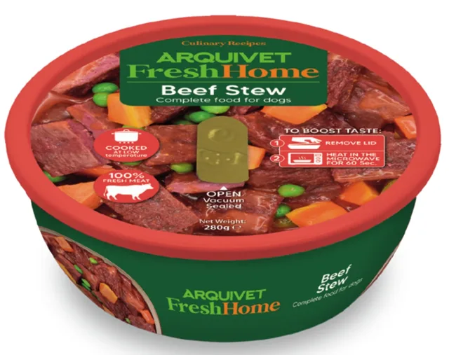 ARQUIVET Čerstvý domácí hovězí guláš 280g monoproteinové mokré krmivo pro psy