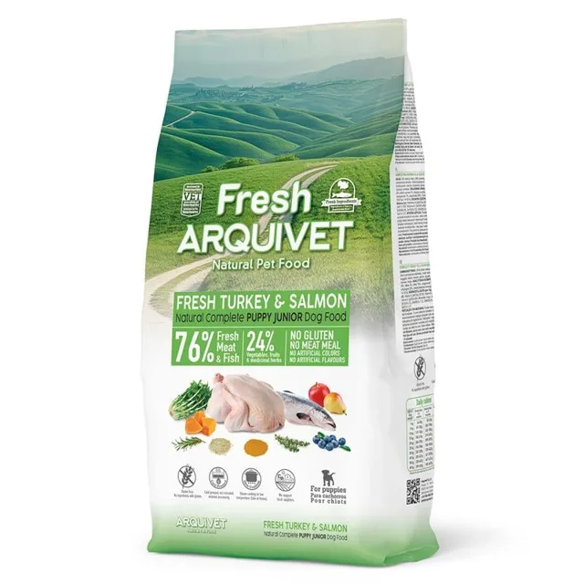 ARQUIVET Fresh Puppy Junior Polomokré krmivo pro štěňata Krůta a losos 10 kg