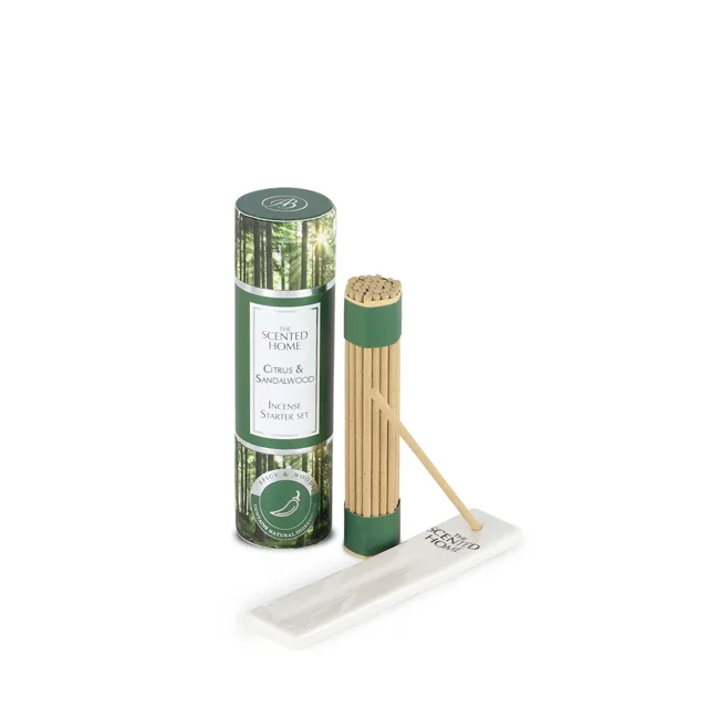 Ashleigh & Burwood London Sada vonných tyčinek mini s keramickým stojanem CITRUS & SANDALWOOD 12 cm