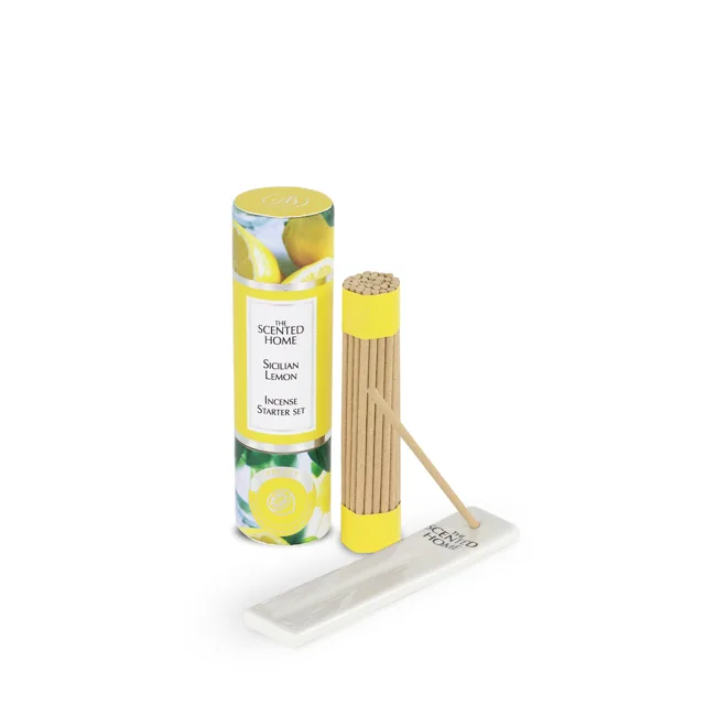 Ashleigh & Burwood London Sada vonných tyčinek mini s keramickým stojanem SICILIAN LEMON 12 cm