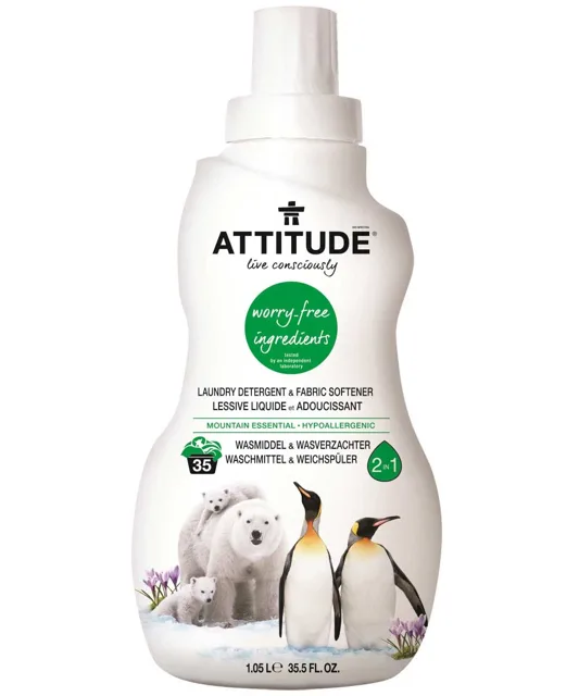 Attitude - 2v1 Prací gel a Aviváž s vůní Mountain Essentials, 1050ml