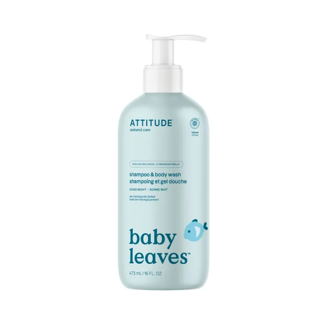 ATTITUDE Baby Leaves Dětské tělové mýdlo a šampon 2v1 Good Night 473 ml