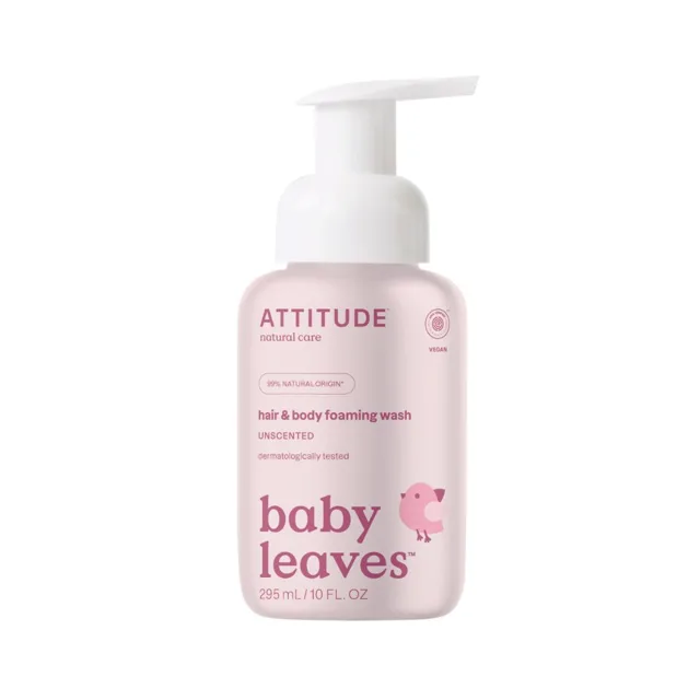 ATTITUDE Baby Leaves Pěnivé mýdlo a šampon 2v1 bez vůně 295 ml