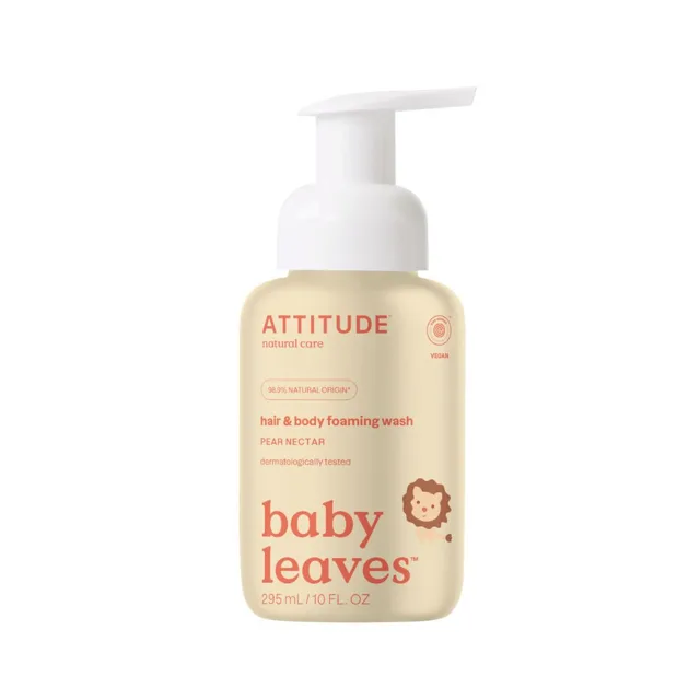 ATTITUDE Baby Leaves Pěnivé mýdlo a šampon 2v1 hruška 295 ml