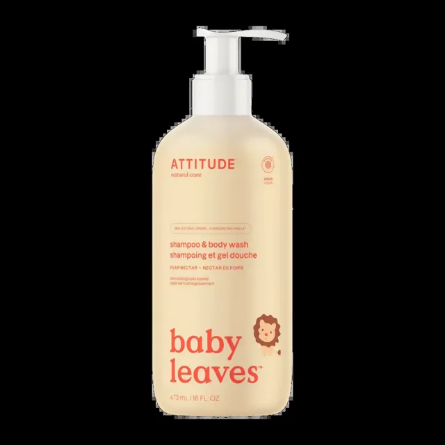 Attitude Dětské tělové mýdlo a šampon pro děti 2v1 Baby Leaves Hruška 473 ml
