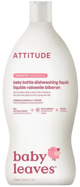 ATTITUDE Ekologický mycí prostředek na dětské lahve a nádobí, bez vůně, 700 ml